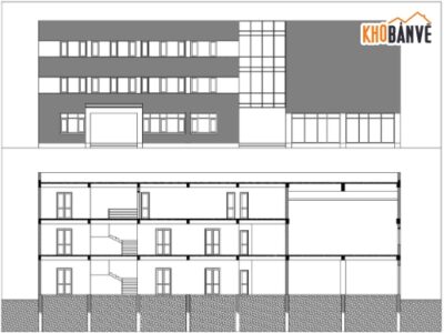 nhà điều hành,cad nhà điều hành,autocad nhà điều hành,kiến trúc 3 tầng,kiến trúc nhà 3 tầng