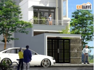 Nhà phố 2 tầng,Nhà 2 tầng,Nhà phố,kiến trúc 2 tầng,phối cảnh,kết cấu 2 tầng