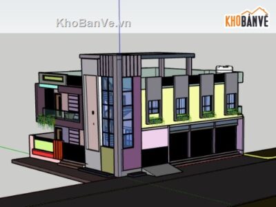 Biệt thự 2 tầng,model su biệt thự 2 tầng,sketchup biệt thự 2 tầng