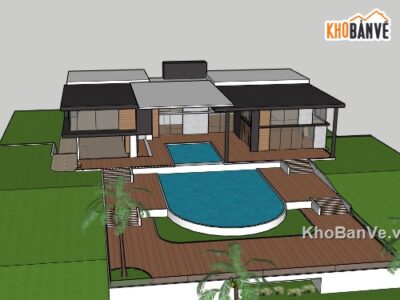 Biệt thự 2 tầng,model su biệt thự 2 tầng,file sketchup biệt thự 2 tầng