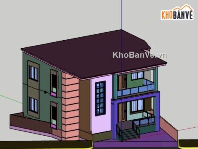 Biệt thự 2 tầng,model su biệt thự 2 tầng,sketchup biệt thự 2 tầng,biệt thự 2 tầng model su