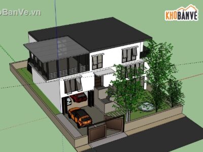 Biệt thự 3 tầng,model su biệt thự 3 tầng,sketchup biệt thự 3 tầng