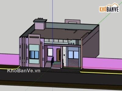 Biệt thự 1 tầng,model su biệt thự 1 tầng,file sketchup biệt thự 1 tầng