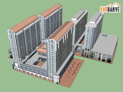 khu phức hợp sketchup,chung cư,thiết kế chung cư