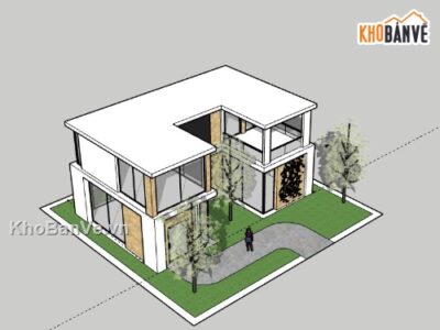 Biệt thự 2 tầng,model su biệt thự 2 tầng,sketchup biệt thự 2 tầng