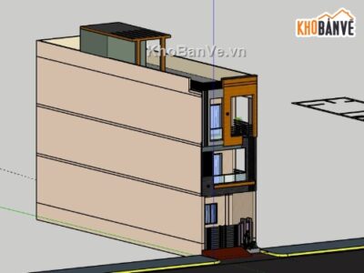 Nhà phố 3 tầng,file su nhà phố 3 tầng,sketchup nhà phố 3 tầng