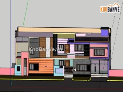 Biệt thự 2 tầng,biệt thự 2 tầng file su,file sketchup biệt thự 2 tầng