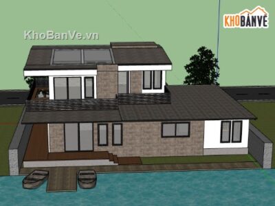 Biệt thự 2 tầng,model su biệt thự 2 tầng,file sketchup biệt thự 2 tầng