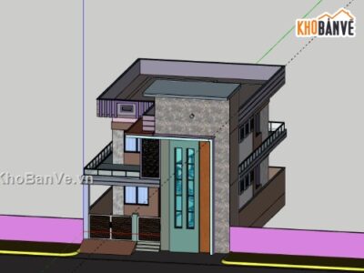 Nhà phố 1 tầng,model su nhà phố 1 tầng,sketchup nhà phố 1 tầng